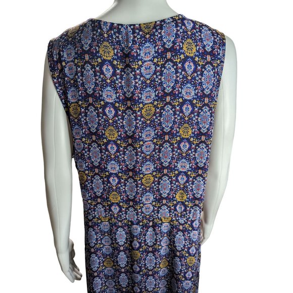 Allison Joy Blue Paisley Sleeveless Tie Front Duster Cardigan Hi-Low Hem Sz XL - Picture 5 of 8